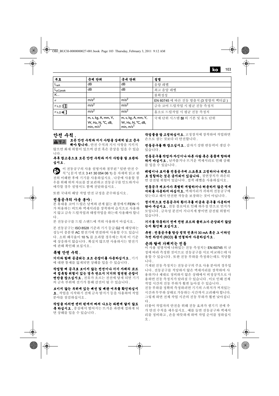 안전 수칙 | Fein KBH25 User Manual | Page 103 / 117