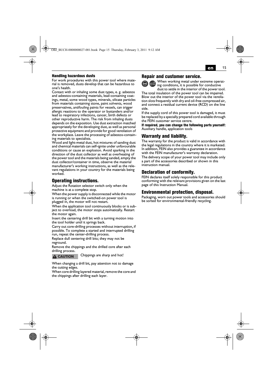 Fein KBH25 User Manual | Page 15 / 117