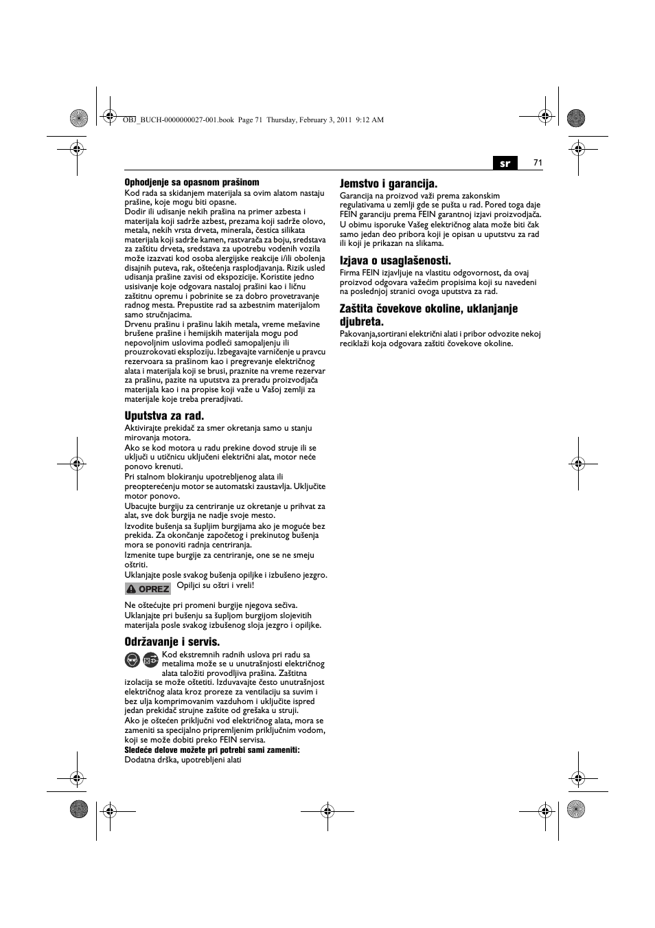 Fein KBH25 User Manual | Page 71 / 117
