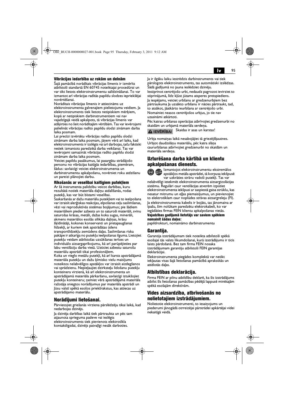 Fein KBH25 User Manual | Page 95 / 117