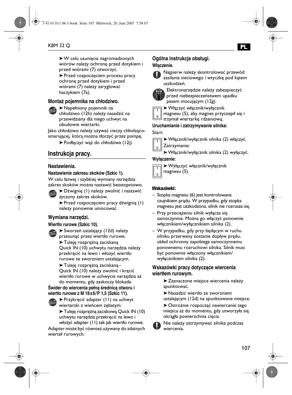 Instrukcja pracy | Fein KBM32Q User Manual | Page 107 / 121