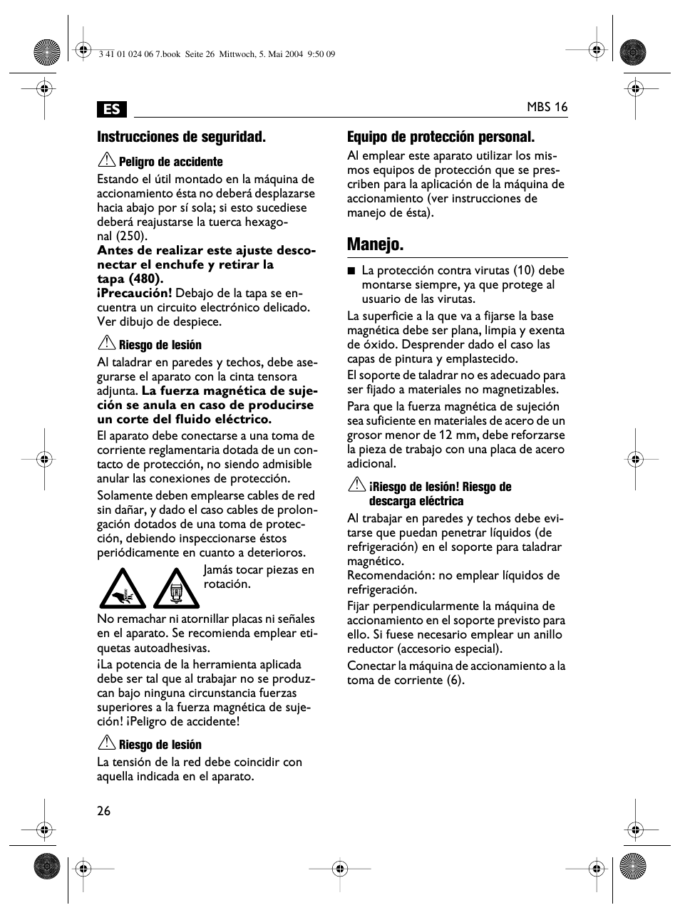Manejo | Fein MBS16 User Manual | Page 26 / 78