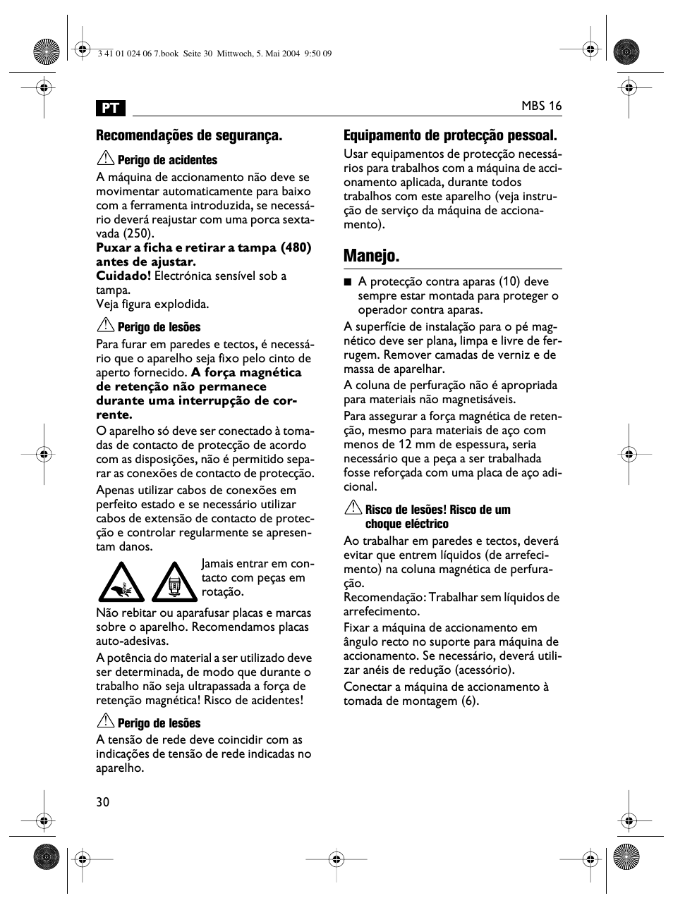 Manejo | Fein MBS16 User Manual | Page 30 / 78