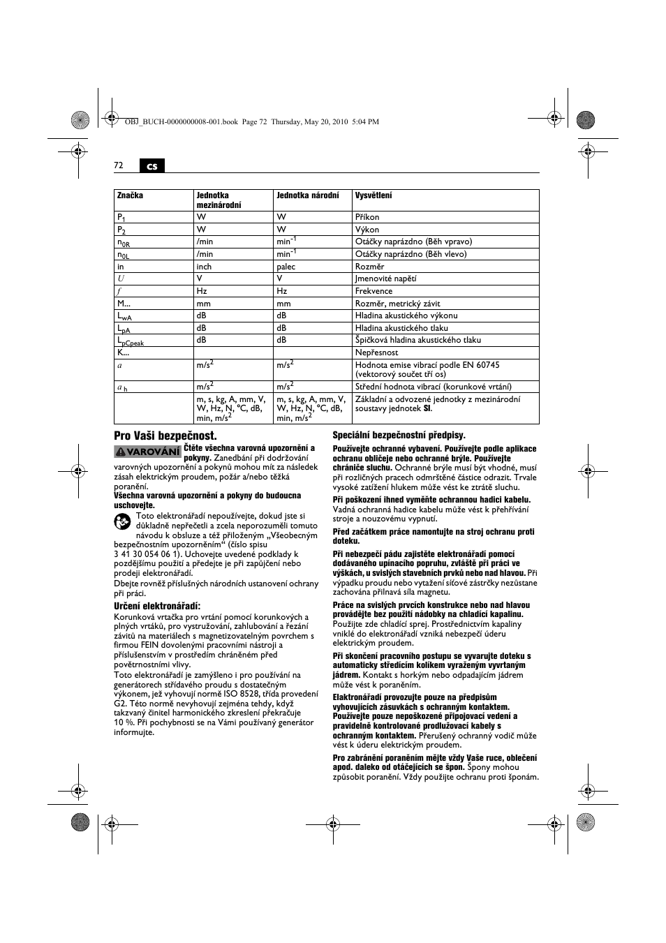 Cs pro vaši bezpečnost | Fein KBM80auto User Manual | Page 72 / 148