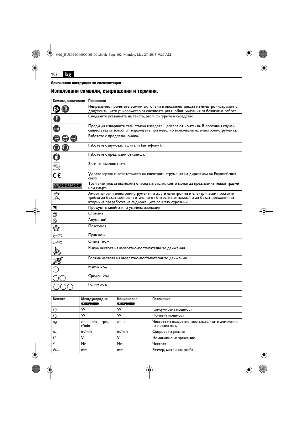 Използвани символи, съкращения и термини | Fein BSS 2.0E User Manual | Page 102 / 138