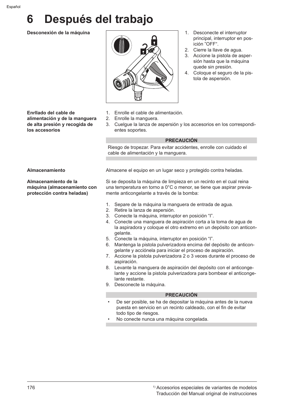 6 después del trabajo | Graco AquaMax-E 3050 User Manual | Page 176 / 396