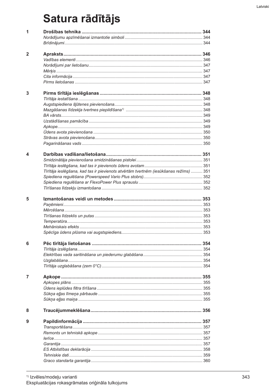 Satura rādītājs | Graco AquaMax-E 3050 User Manual | Page 343 / 396