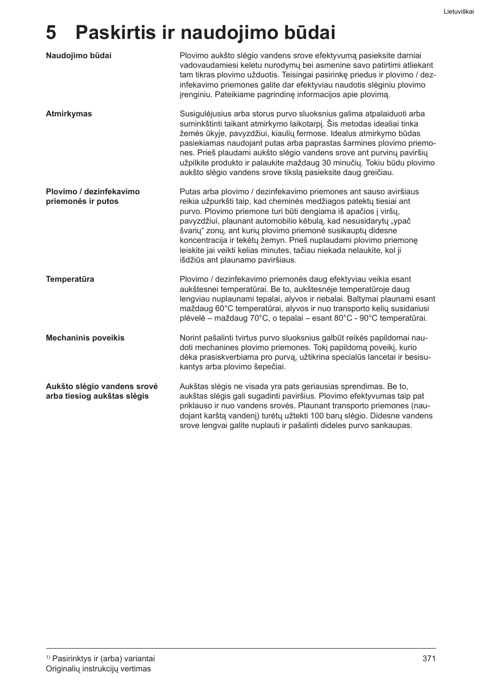 5 paskirtis ir naudojimo būdai | Graco AquaMax-E 3050 User Manual | Page 371 / 396