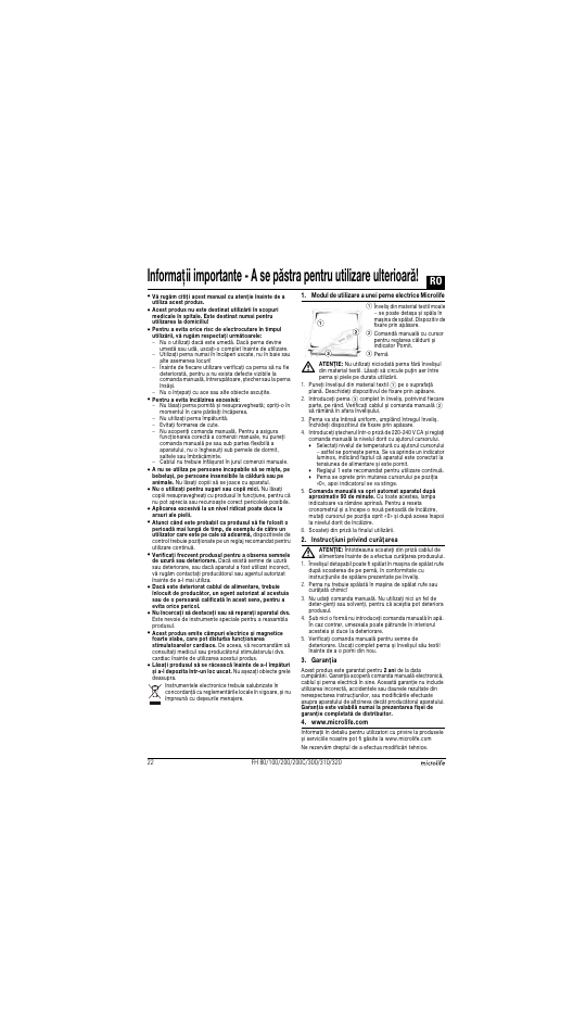 Microlife FH 300 User Manual | Page 22 / 26