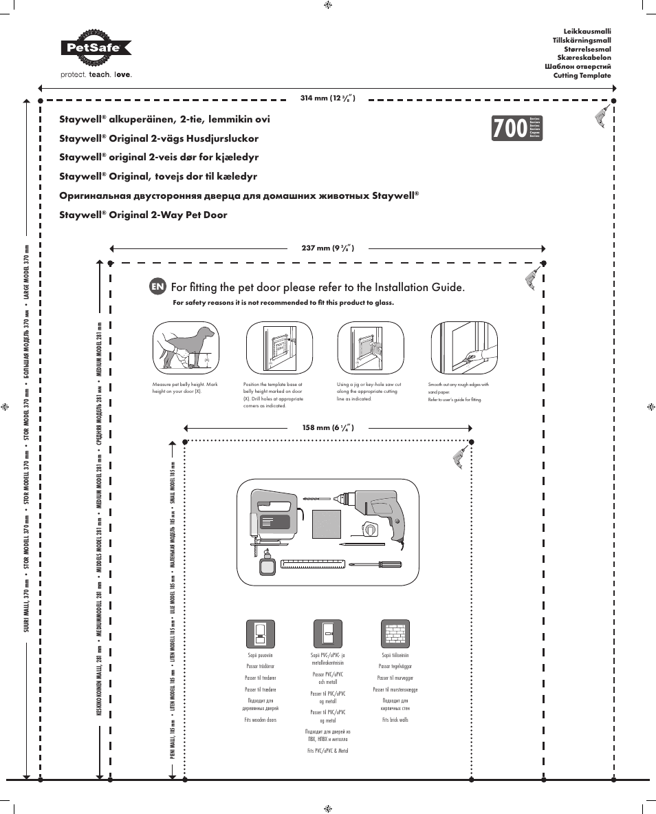 Petsafe Staywell Original_шаблон отверстий User Manual | 2 pages