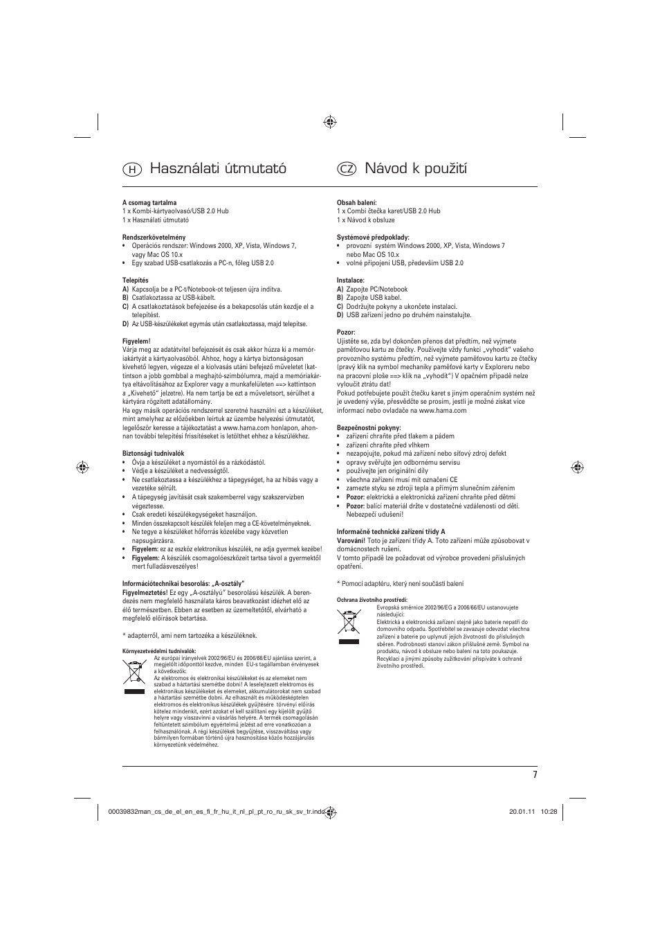 Hhasználati útmutató c návod k použití | Hama Combi Card Reader Premium Silver User Manual | Page 10 / 12