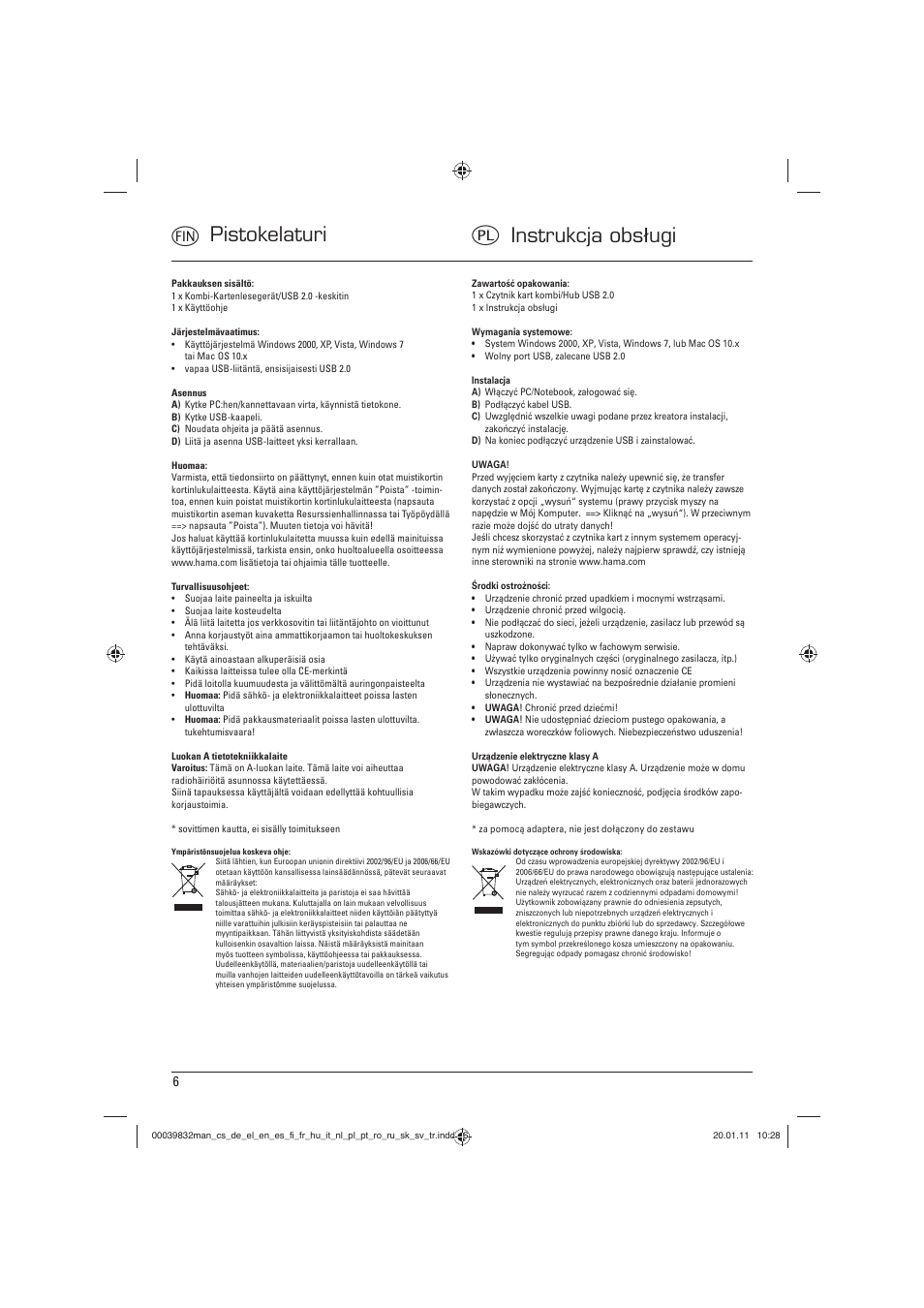 Mpistokelaturi q instrukcja obsługi | Hama Combi Card Reader Premium Silver User Manual | Page 9 / 12