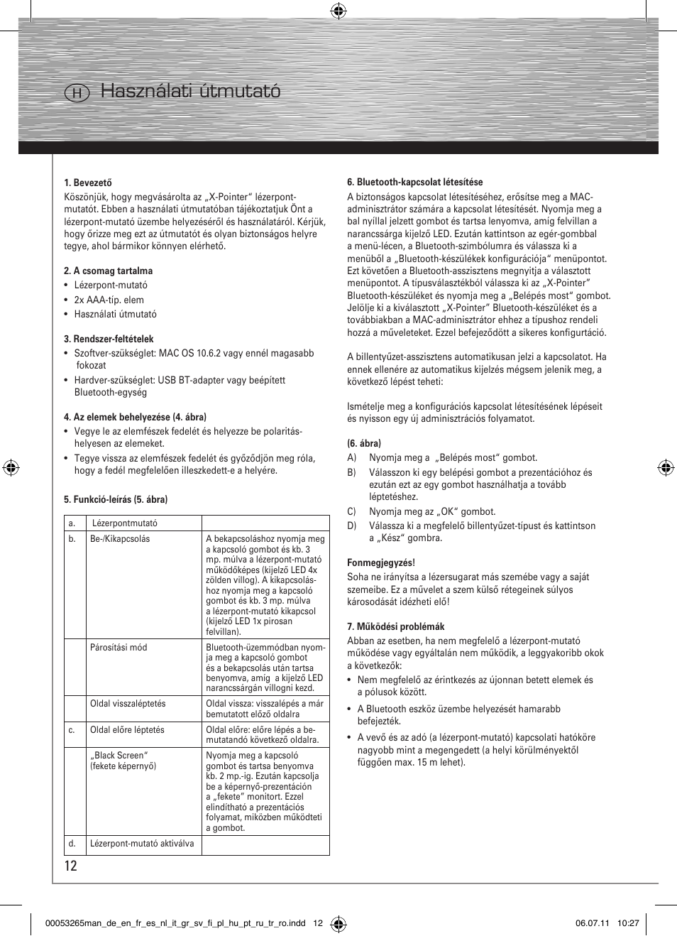 Hhasználati útmutató | Hama X-Pointer bluetooth presenter User Manual | Page 15 / 21