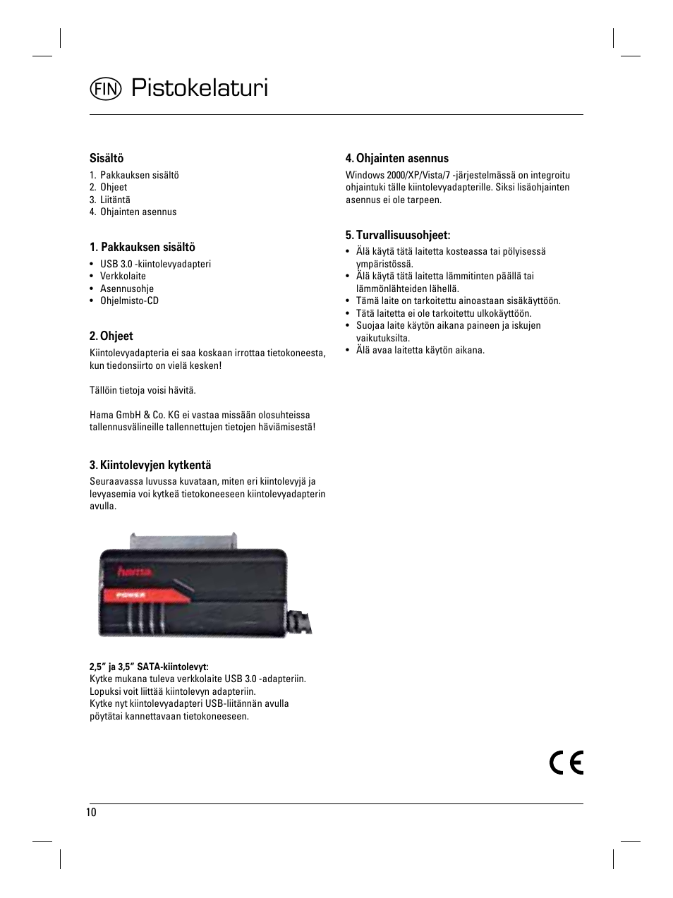 M pistokelaturi | Hama USB 3.0 SATA Hard Disk Adapter User Manual | Page 11 / 22