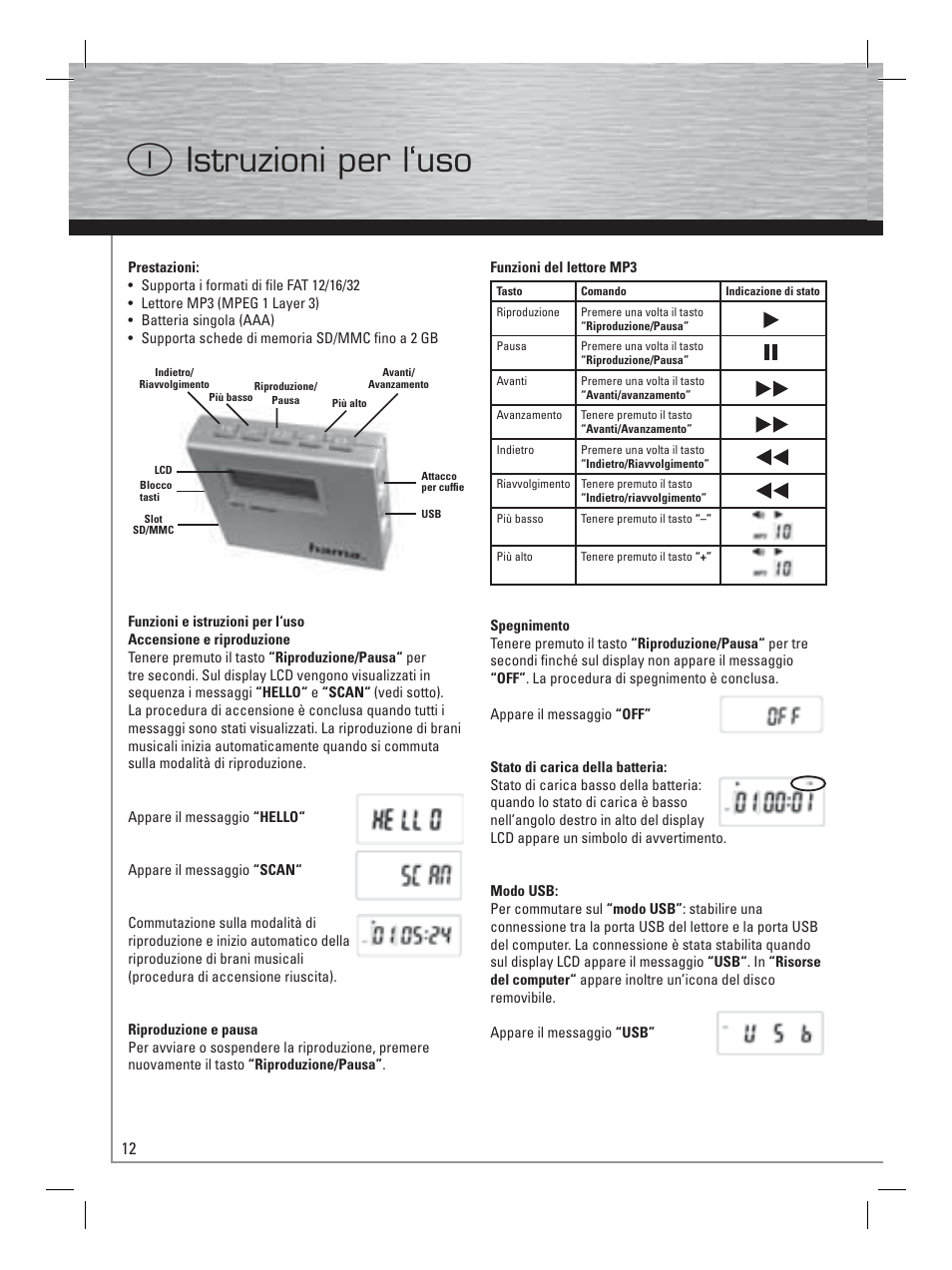 I istruzioni per l‘uso | Hama Card Reader with MP3 Player User Manual | Page 13 / 40