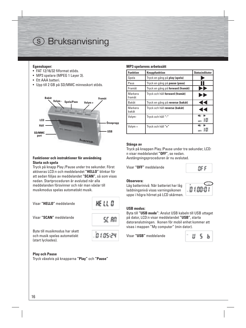 Bruksanvisning s | Hama Card Reader with MP3 Player User Manual | Page 17 / 40