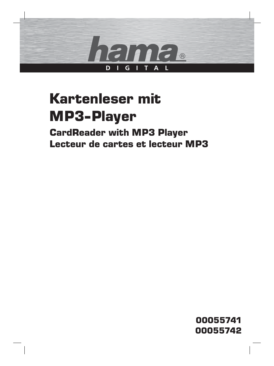 Kartenleser mit mp3-player | Hama Card Reader with MP3 Player User Manual | Page 2 / 40