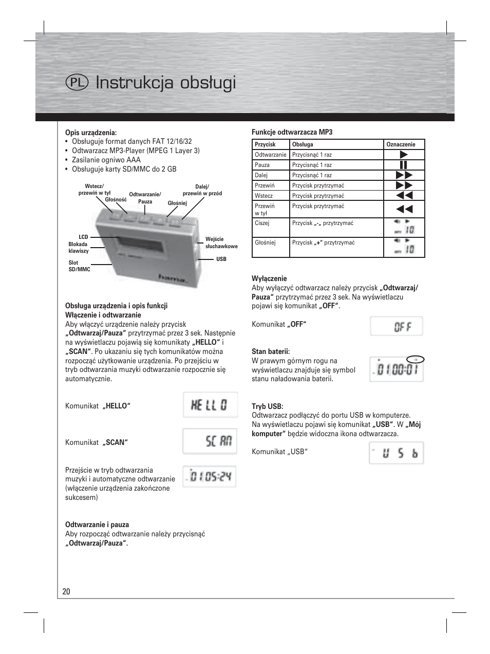 Instrukcja obsługi q | Hama Card Reader with MP3 Player User Manual | Page 21 / 40