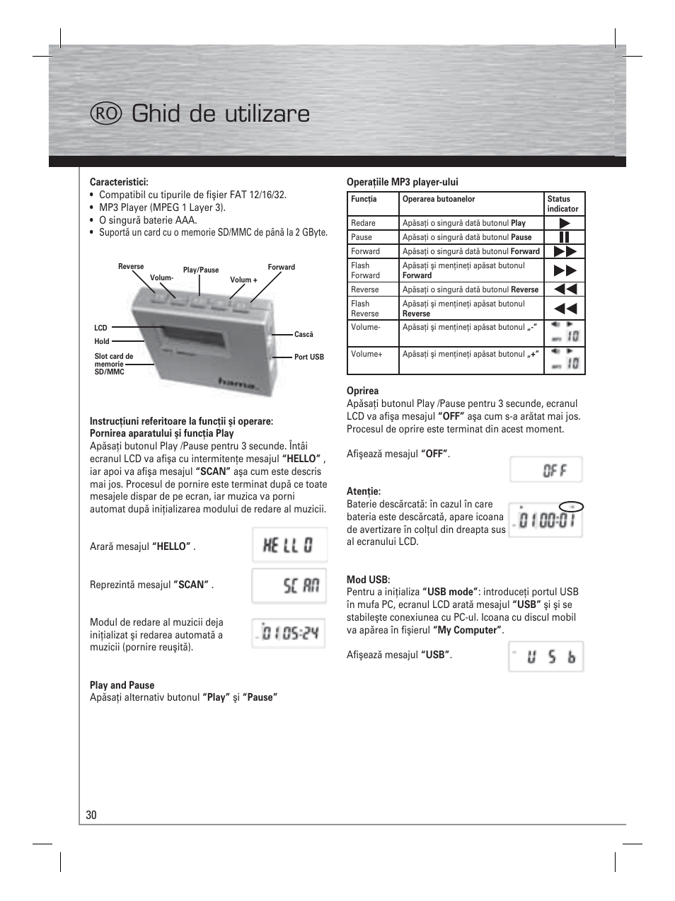 Ghid de utilizare r | Hama Card Reader with MP3 Player User Manual | Page 31 / 40