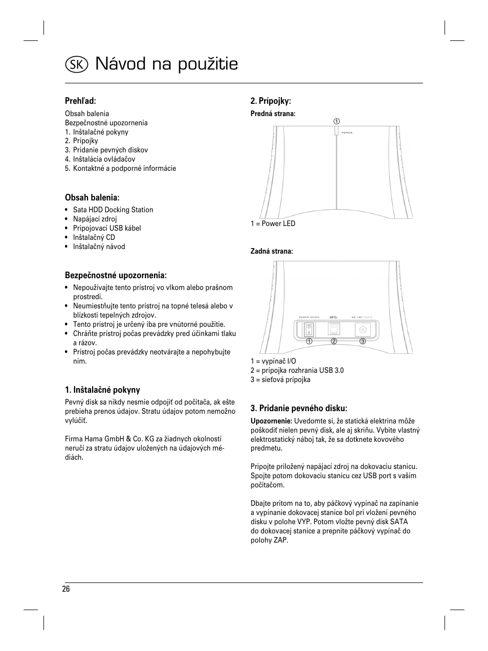 V návod na použitie | Hama SATA HDD Docking Station User Manual | Page 27 / 38