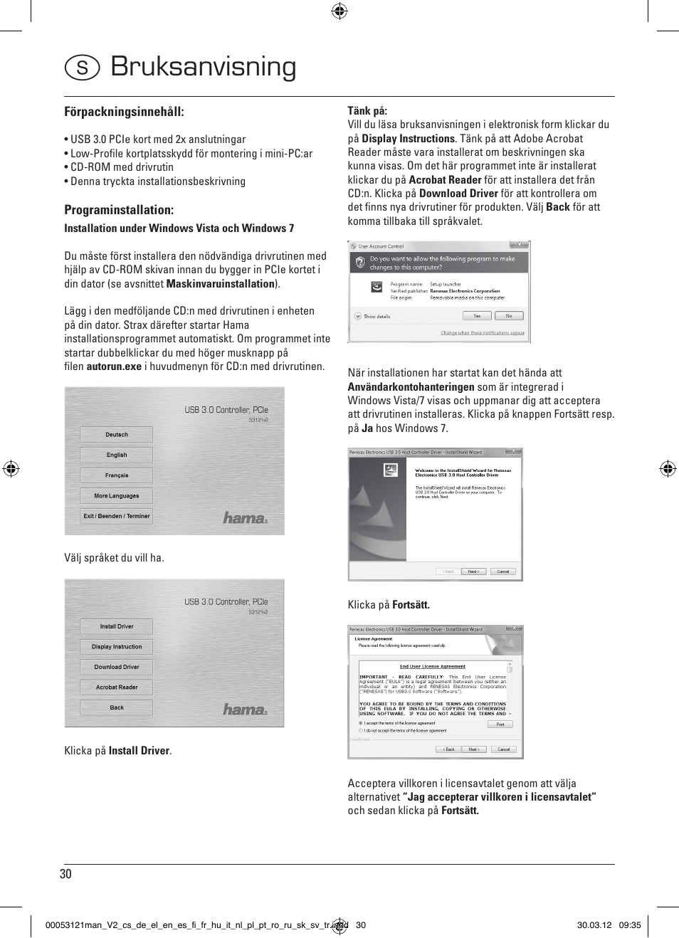 Sbruksanvisning | Hama USB 3.0 Controller PCIe User Manual | Page 30 / 72