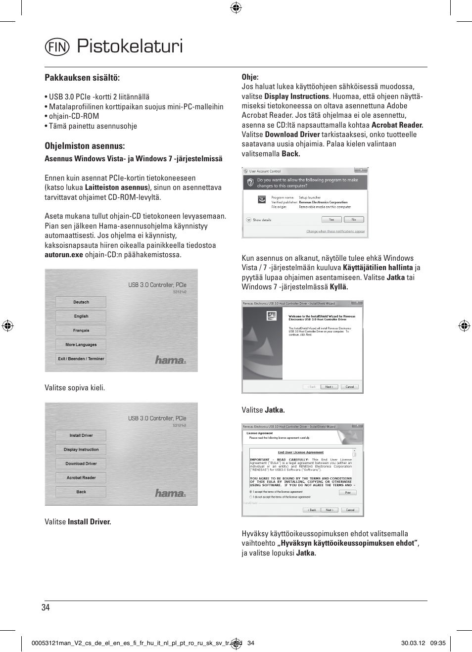 Mpistokelaturi | Hama USB 3.0 Controller PCIe User Manual | Page 34 / 72