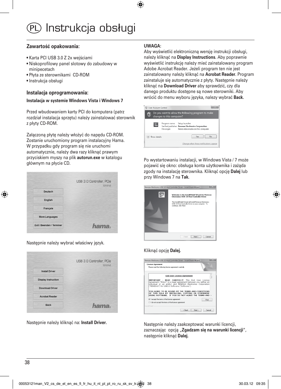 Qinstrukcja obsługi | Hama USB 3.0 Controller PCIe User Manual | Page 38 / 72