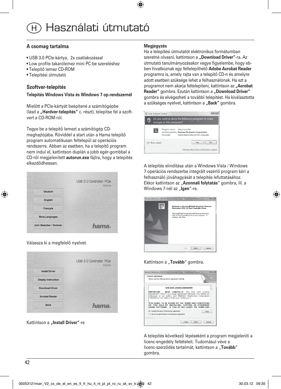 Hhasználati útmutató | Hama USB 3.0 Controller PCIe User Manual | Page 42 / 72