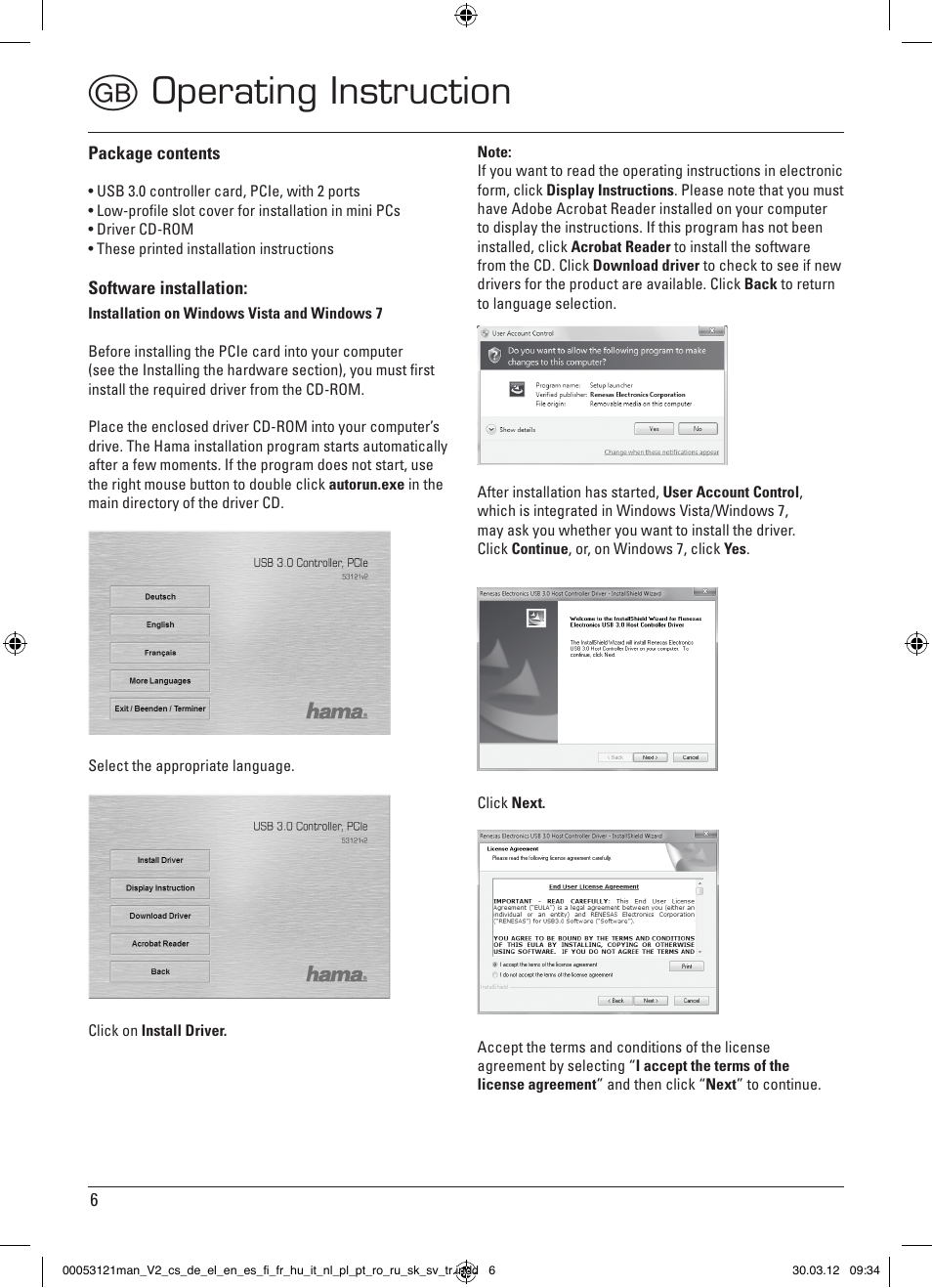 Goperating instruction | Hama USB 3.0 Controller PCIe User Manual | Page 6 / 72