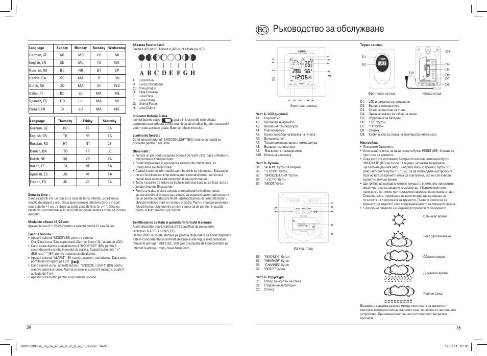 B ръководство за обслужване | Hama EWS-500 User Manual | Page 18 / 19