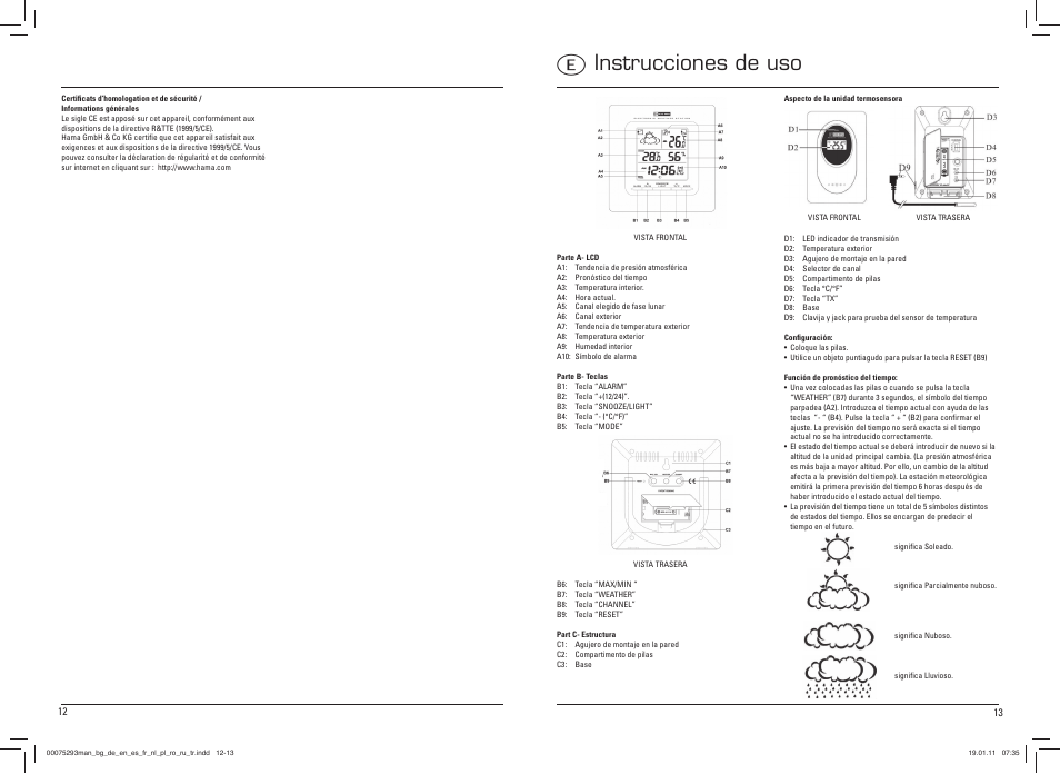 Einstrucciones de uso | Hama EWS-500 User Manual | Page 7 / 19