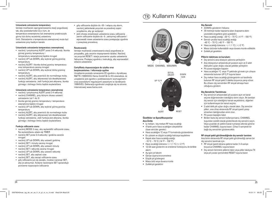 Tkullanım kılavuzu | Hama EWS-100 User Manual | Page 13 / 19