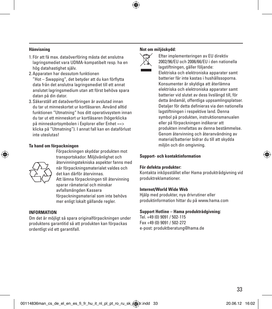 Hama Card Reader SuperSpeed Slim User Manual | Page 33 / 70