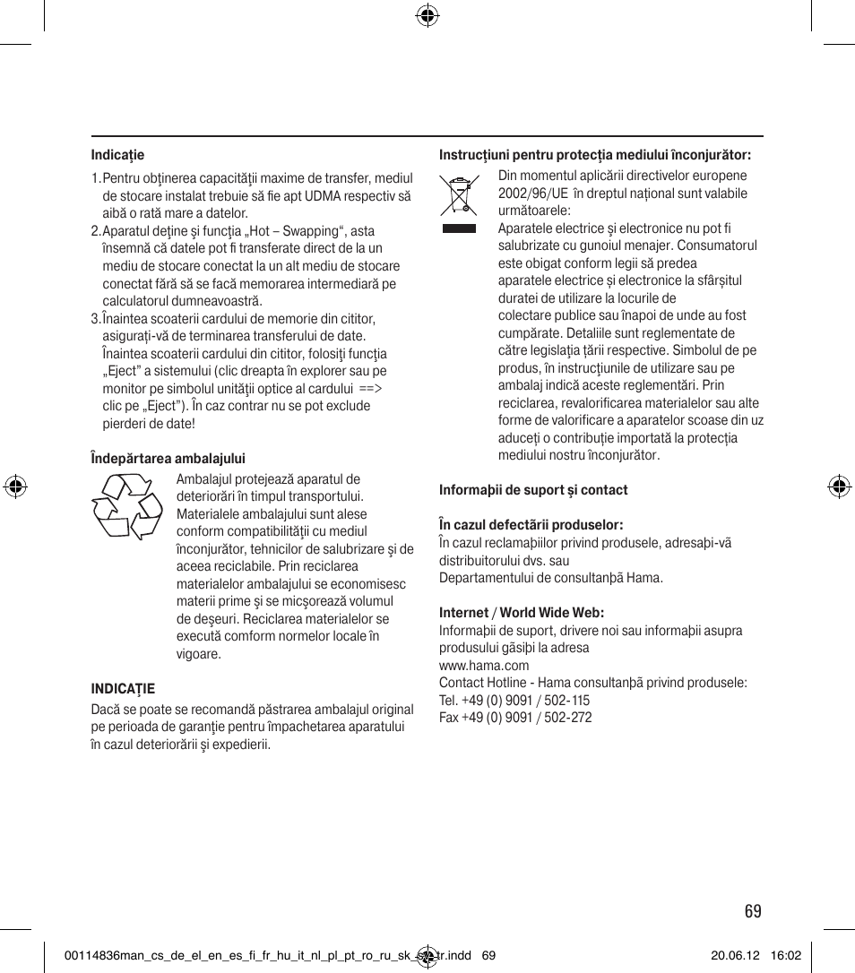 Hama Card Reader SuperSpeed Slim User Manual | Page 69 / 70