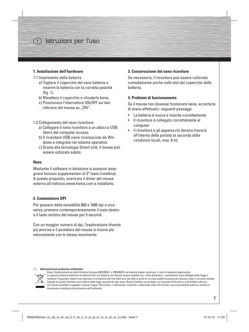 I istruzioni per l‘uso | Hama M640 User Manual | Page 10 / 21