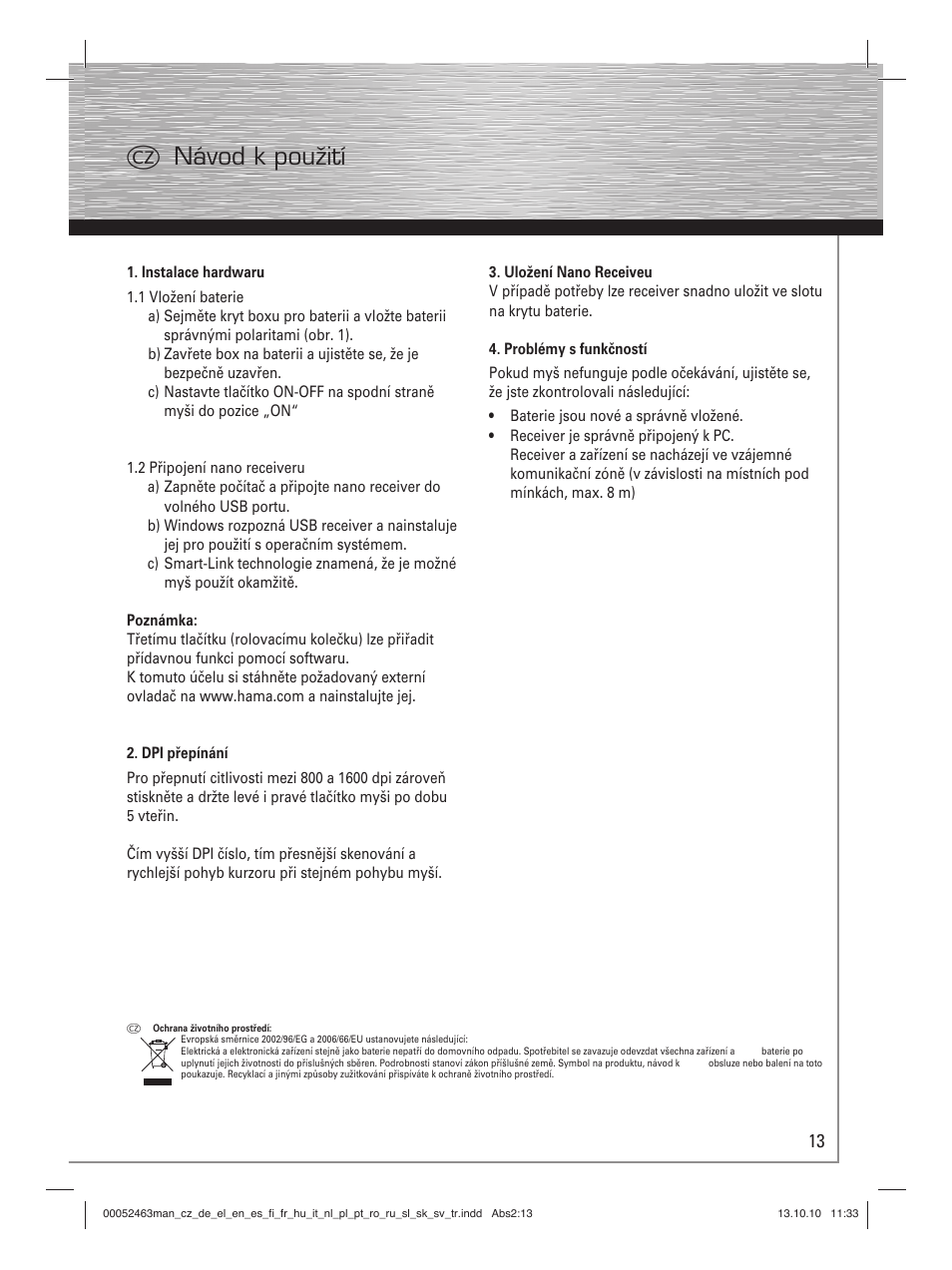 C návod k použití | Hama M640 User Manual | Page 16 / 21