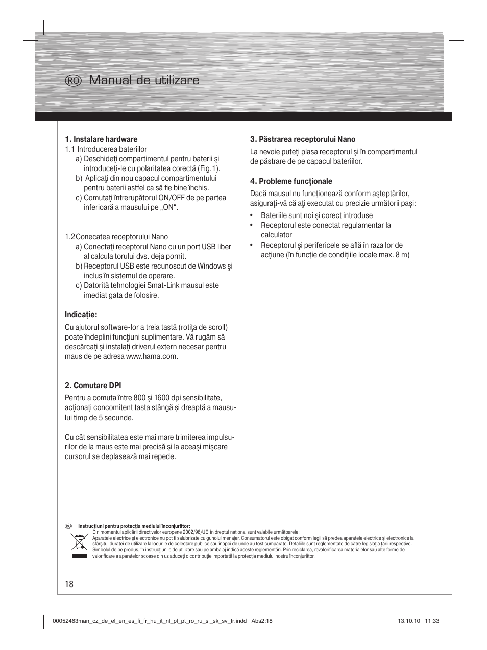 R manual de utilizare | Hama M640 User Manual | Page 21 / 21