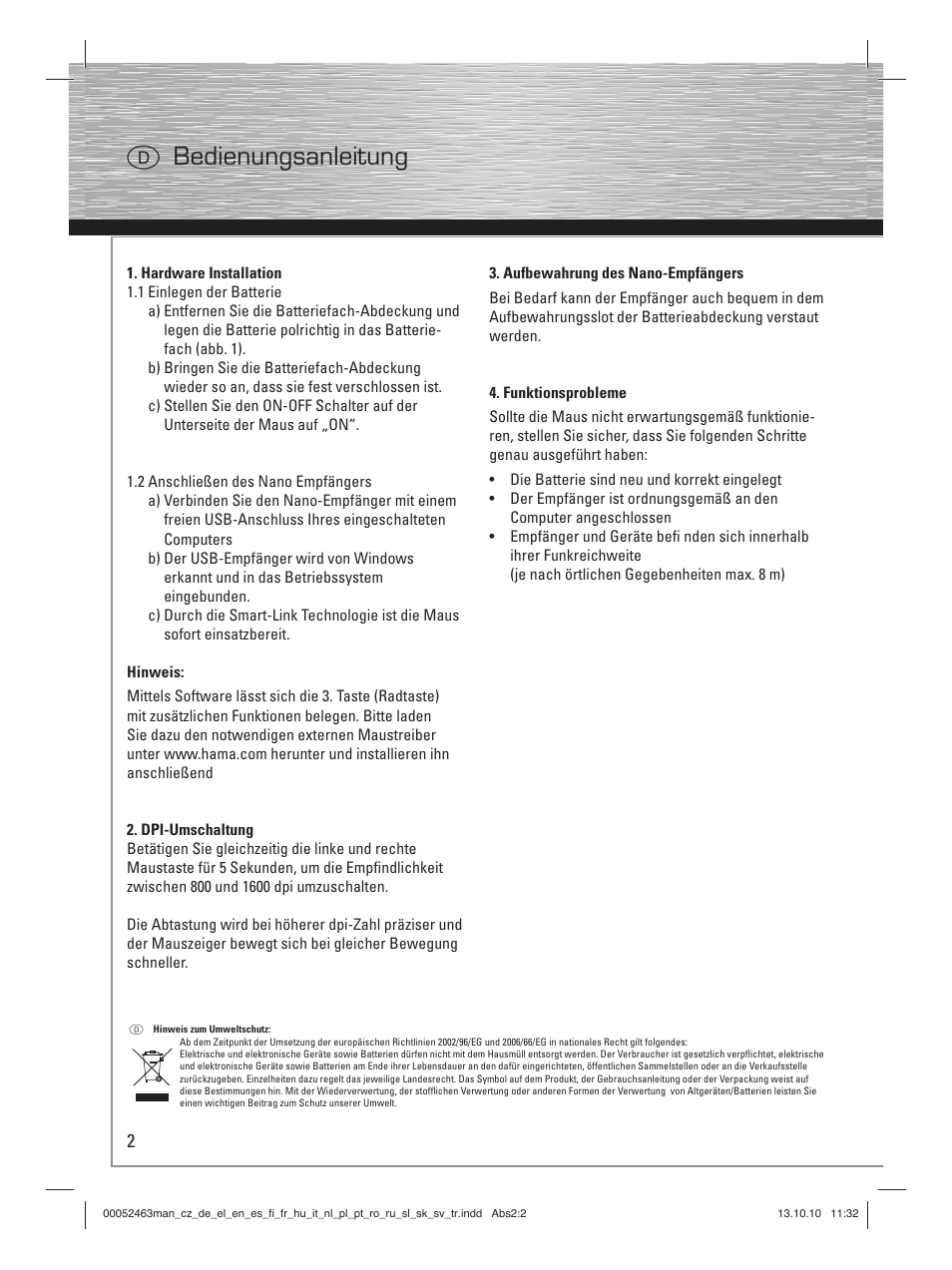 D bedienungsanleitung | Hama M640 User Manual | Page 5 / 21
