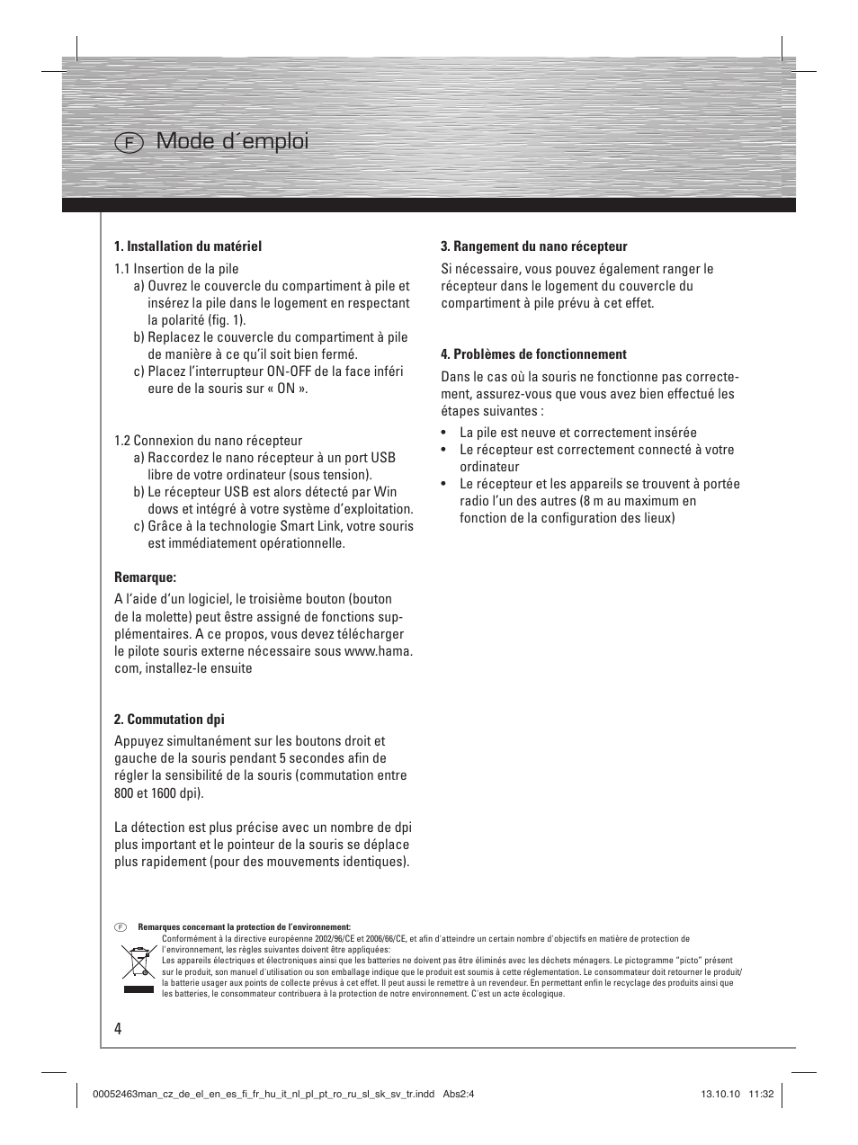Fmode d´emploi | Hama M640 User Manual | Page 7 / 21
