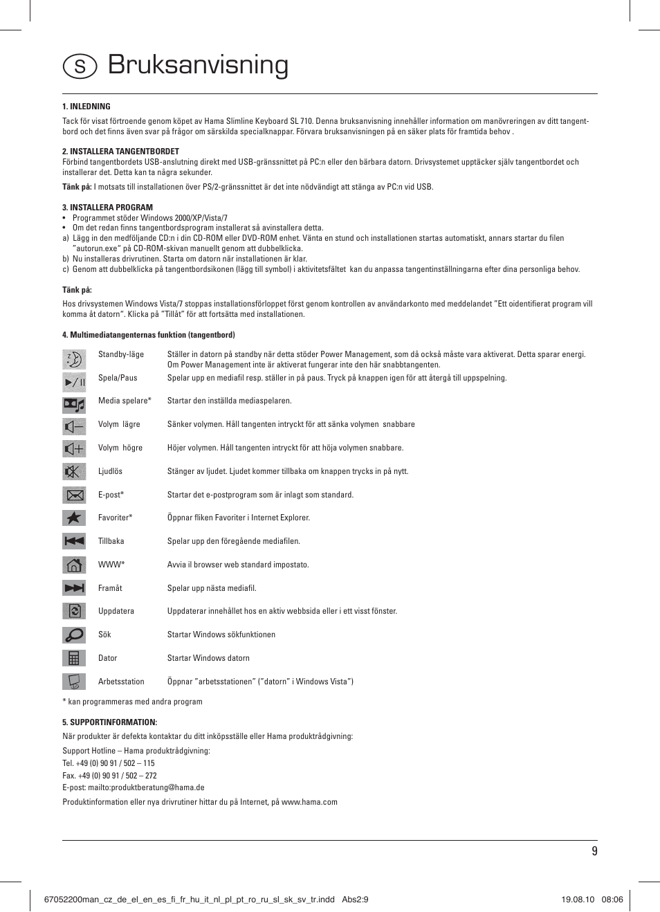 Sbruksanvisning | Hama SL710 User Manual | Page 10 / 21