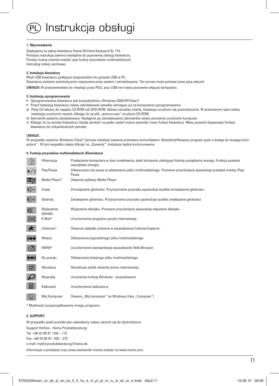 Qinstrukcja obsługi | Hama SL710 User Manual | Page 12 / 21