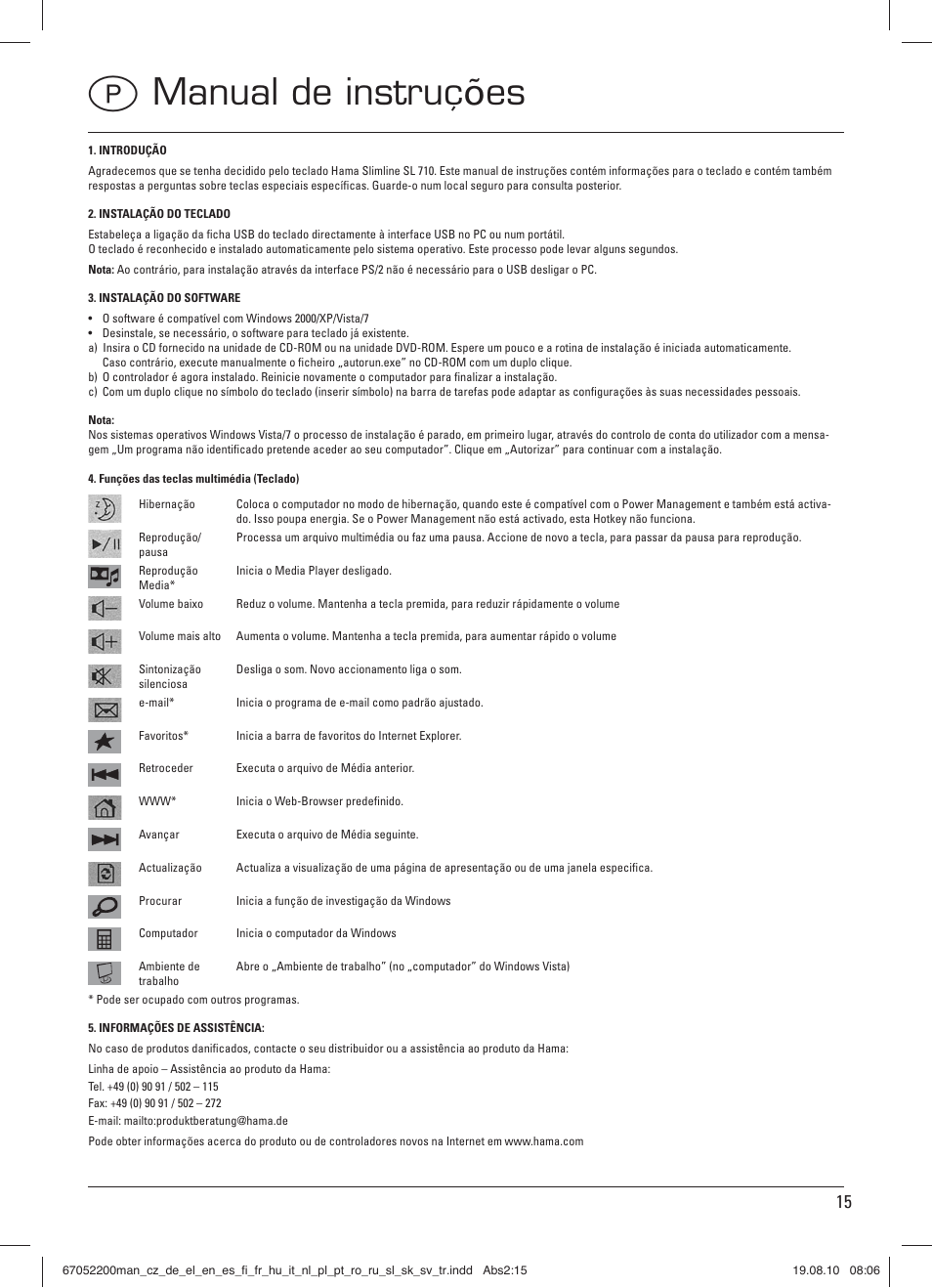 Pmanual de instruções | Hama SL710 User Manual | Page 16 / 21