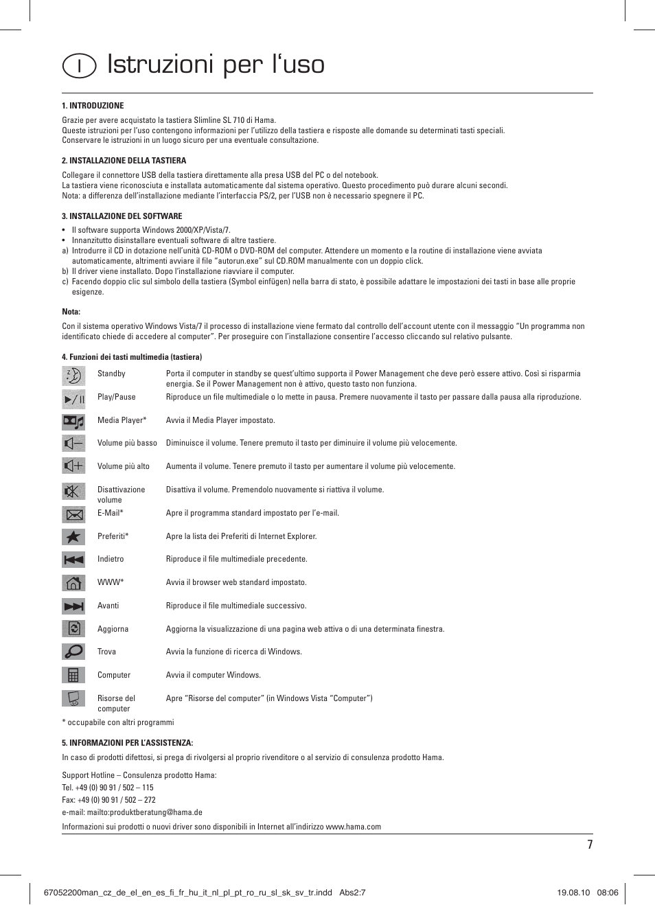 Iistruzioni per l‘uso | Hama SL710 User Manual | Page 8 / 21