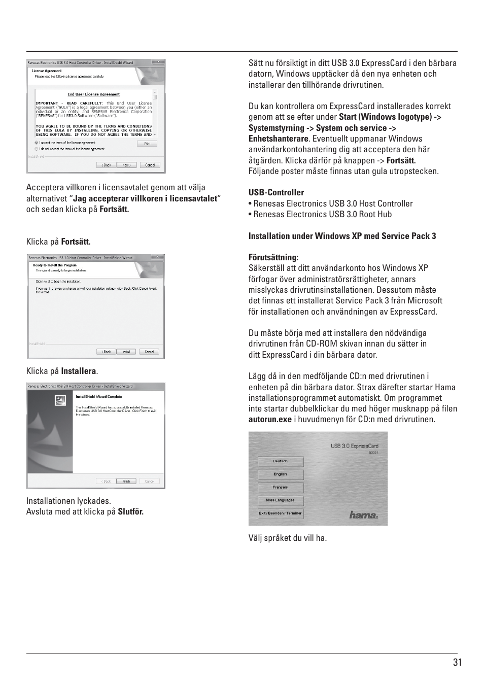 Hama ExpressCard USB 3.0 User Manual | Page 31 / 72