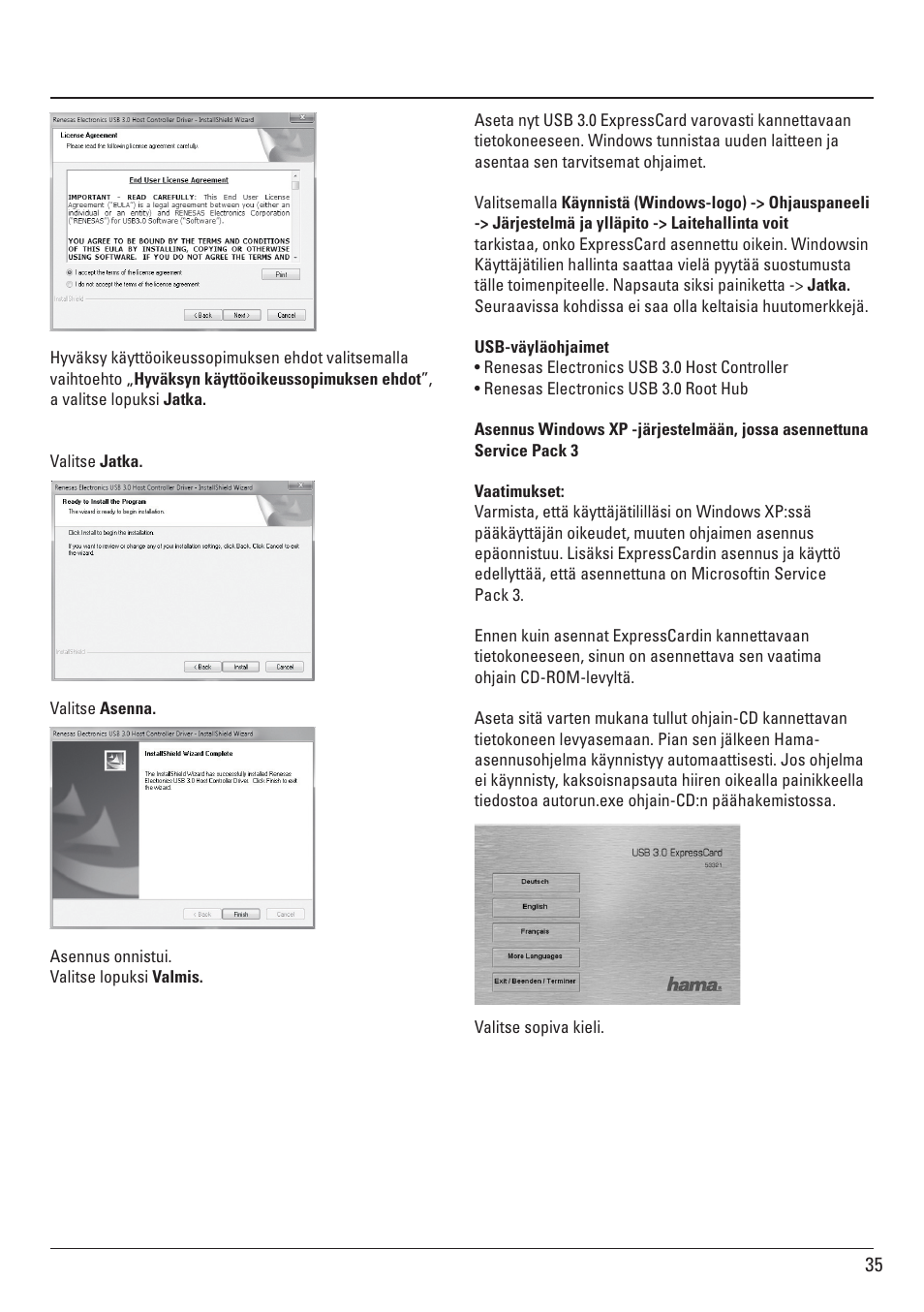 Hama ExpressCard USB 3.0 User Manual | Page 35 / 72