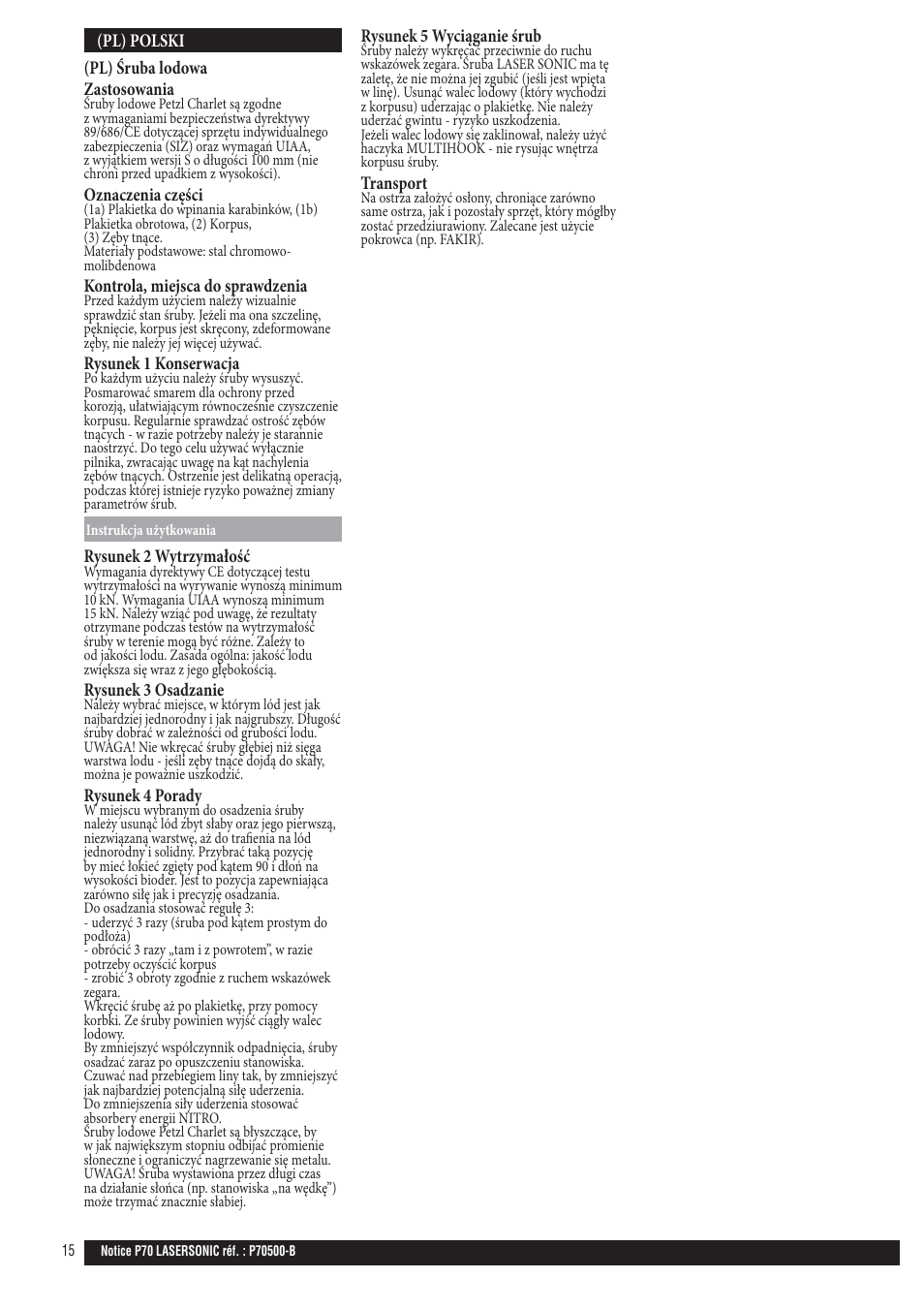 Petzl LASER SONIC User Manual | Page 15 / 21