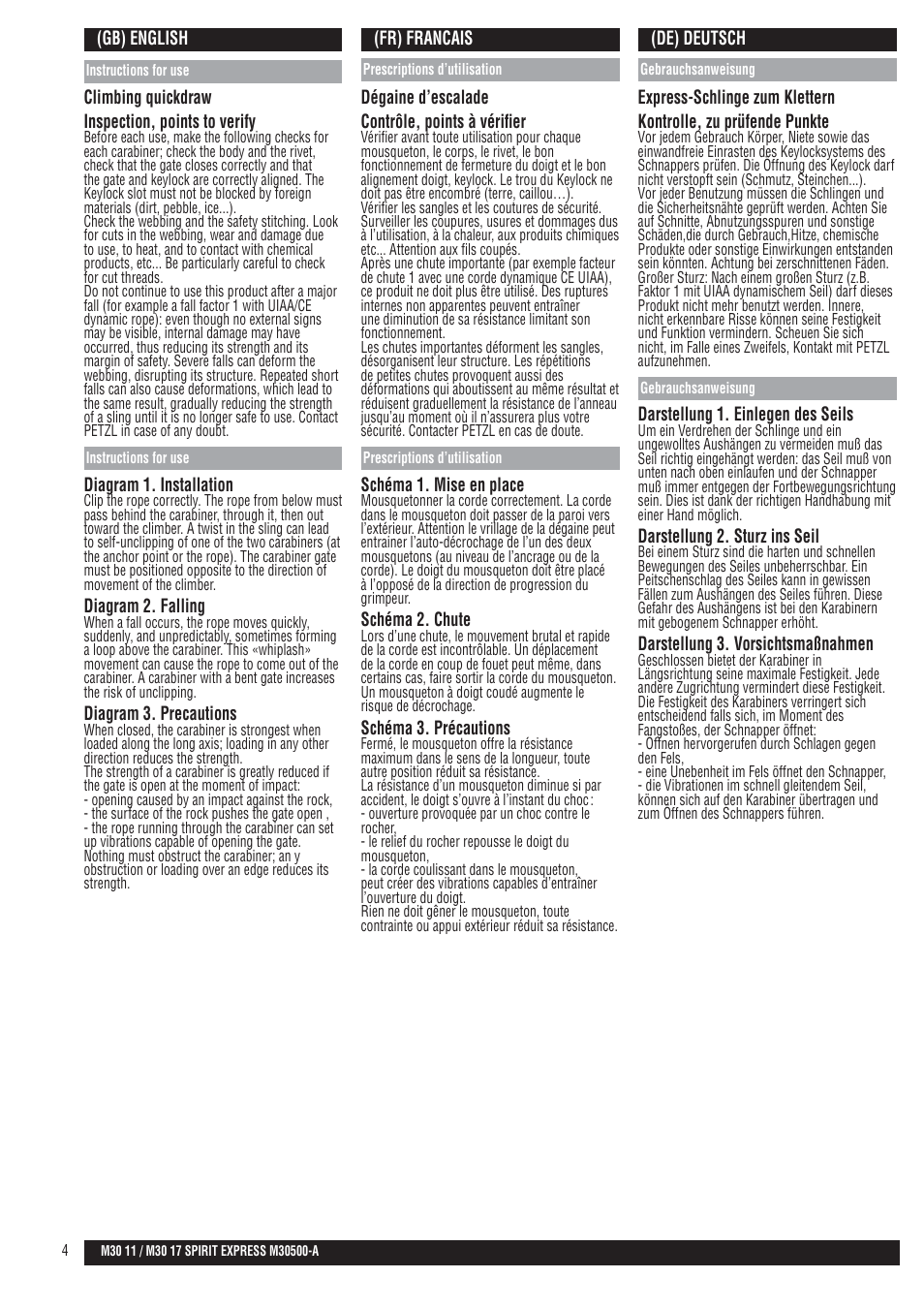 Gb, fr, de | Petzl SPIRIT EXPRESS User Manual | Page 4 / 5