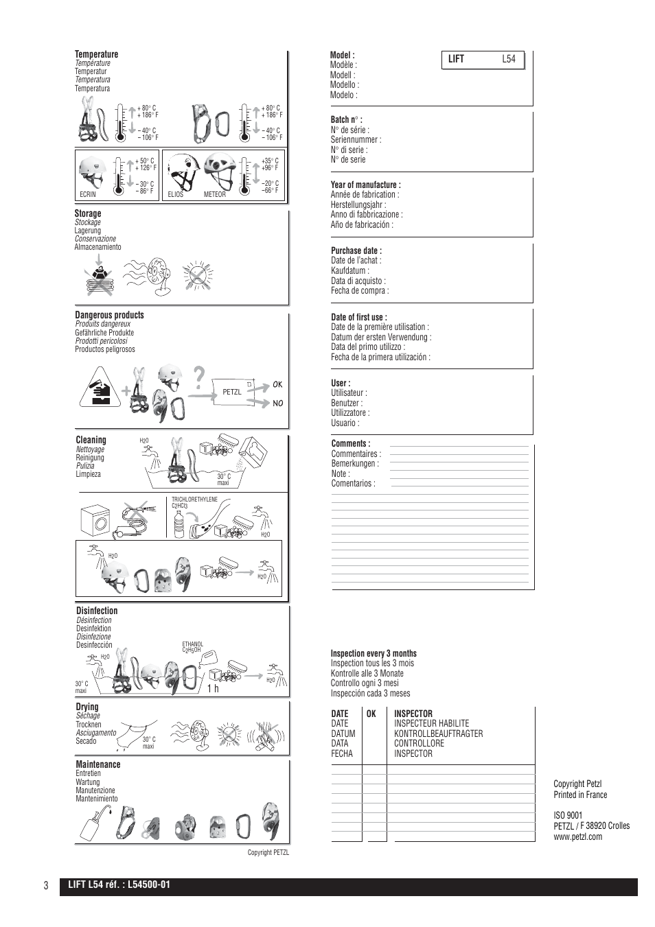 Drawings, Lift l54 | Petzl LIFT User Manual | Page 3 / 7