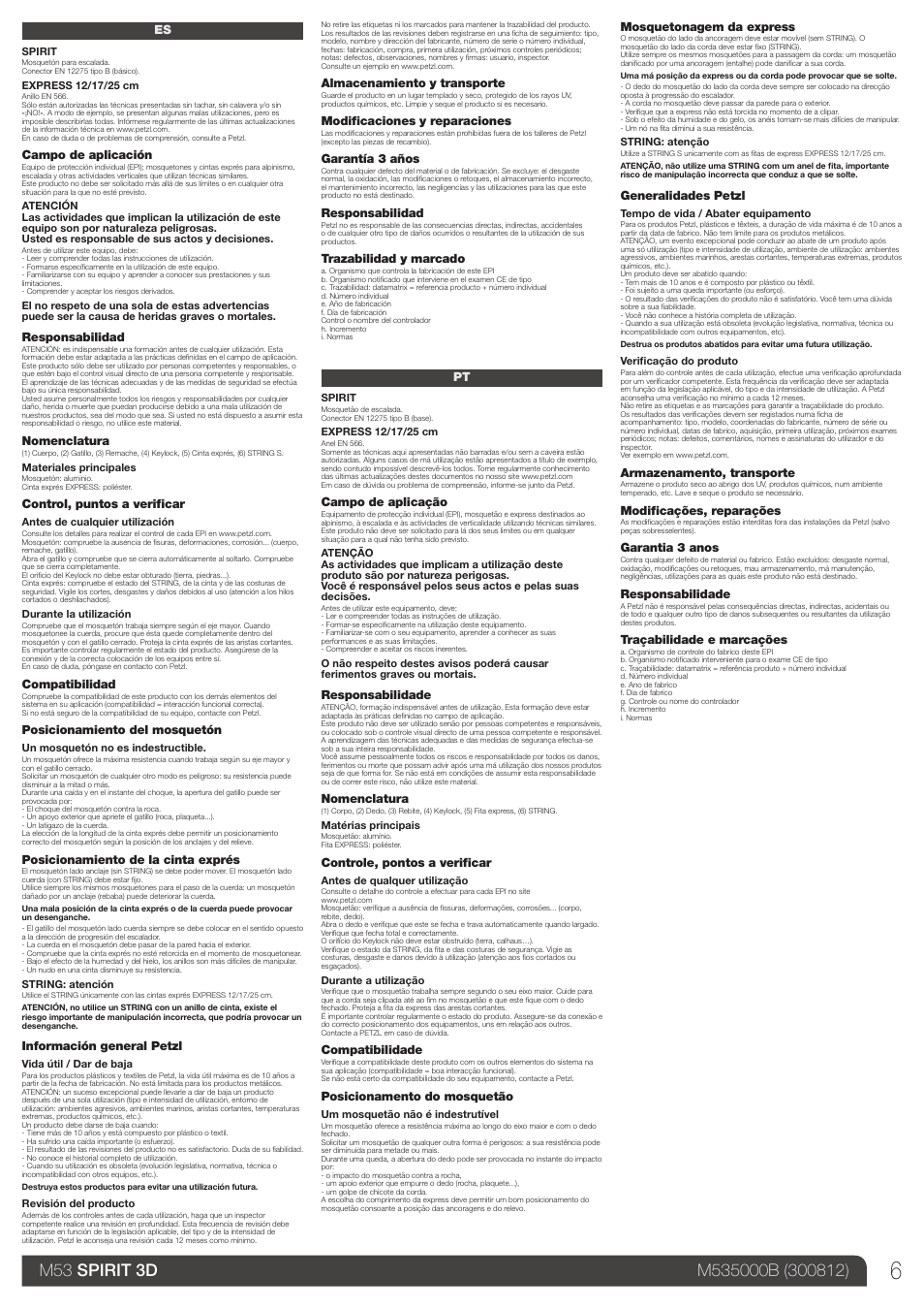 Es, pt | Petzl EXPRESS User Manual | Page 6 / 14