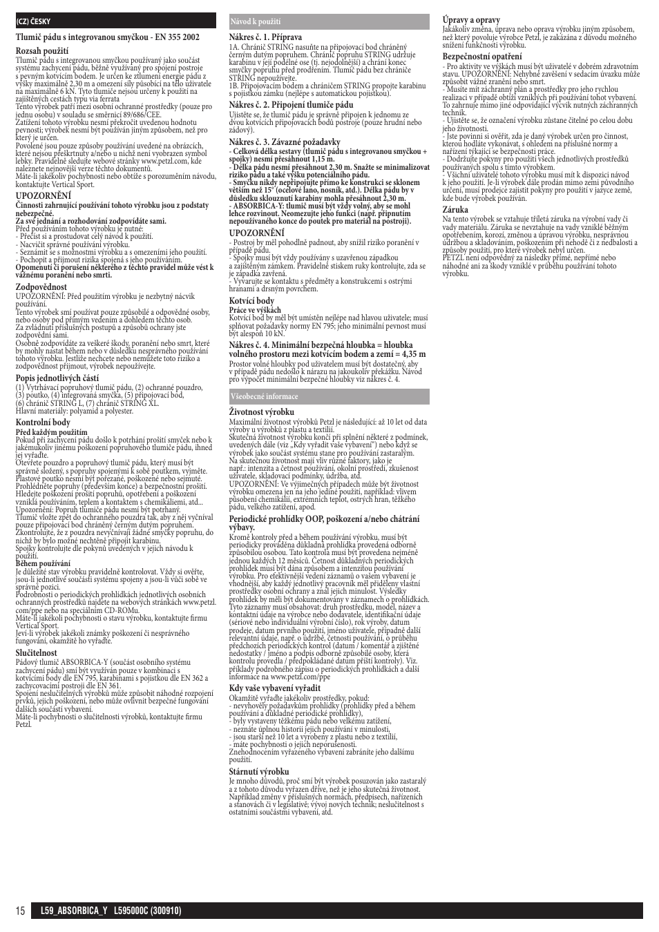 Petzl ABSORBICA-Y 80 MGO User Manual | Page 15 / 23
